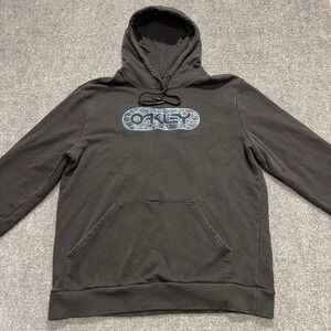 Oakley B1B Pullover Hoodie in black with a blue and black crackle logo